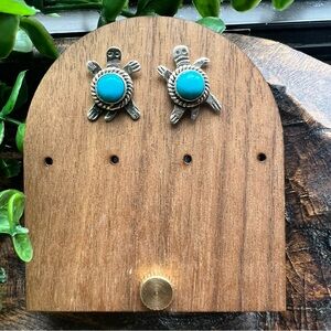 925 Sterling Silver Turquoise Turtle Stud Earrings • Southwestern •